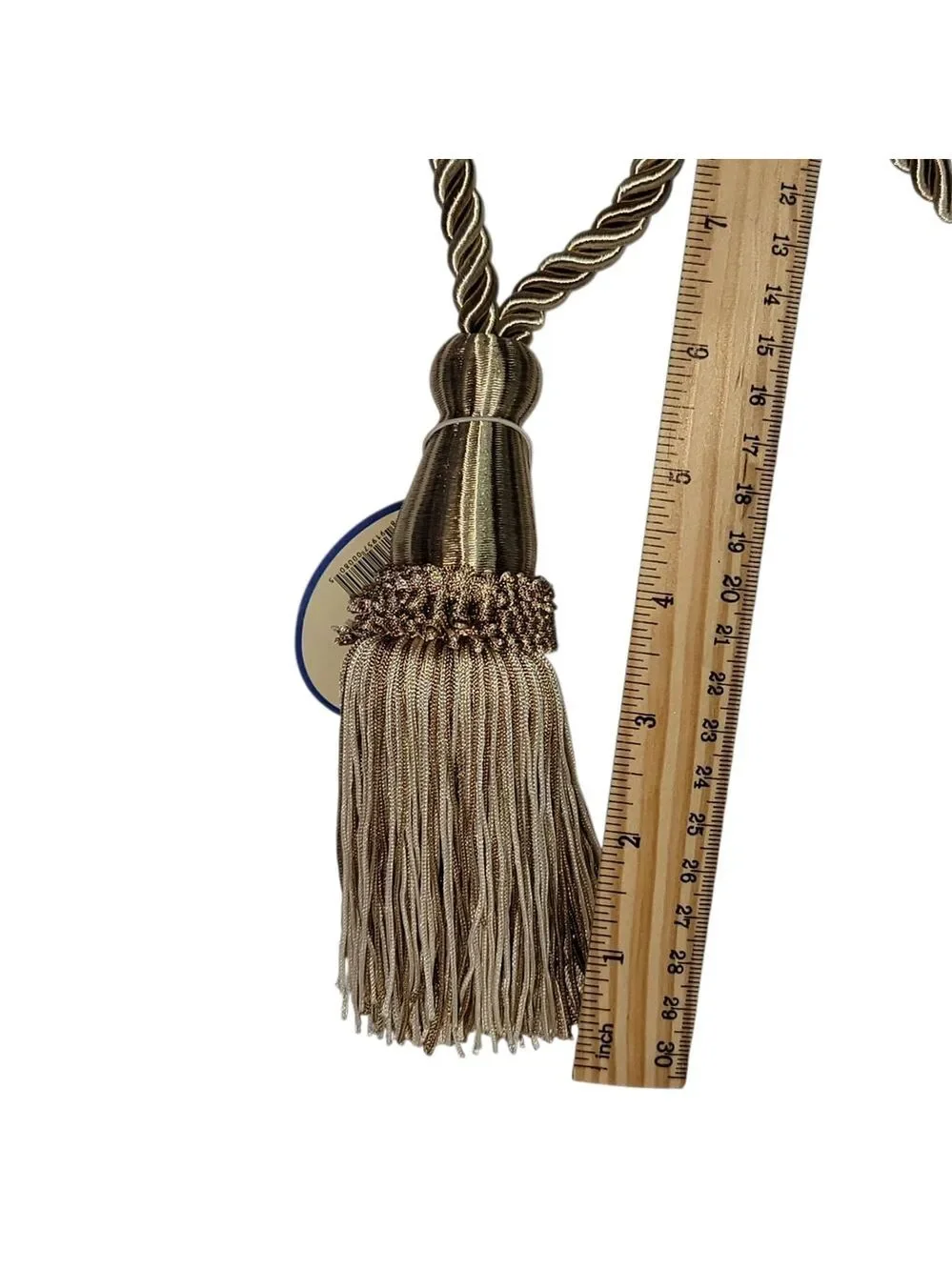 NEW Rope And Tassel Tie Backs For Window Curtains Drapes Set Of 2 Gold Ivory